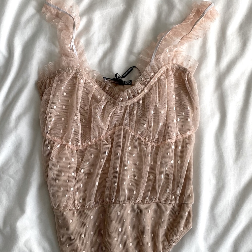 Pink frilly bodysuit (new)